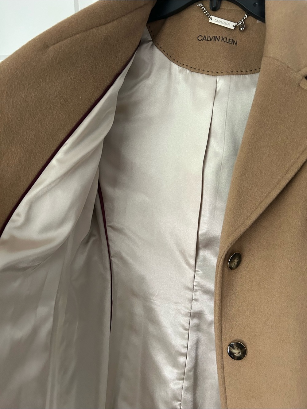 Calvin Klein camel Wool Coat size 4 NWOT - Picture 2 of 7
